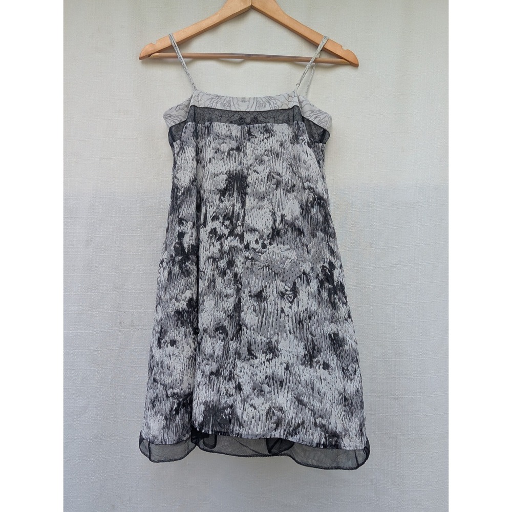 BCBGMAXAZRIA RUNWAY HANNE WOMENS XS BLACK SILK SLIP DRESS LACE Y2K GRUNGE - Picture 2 of 8